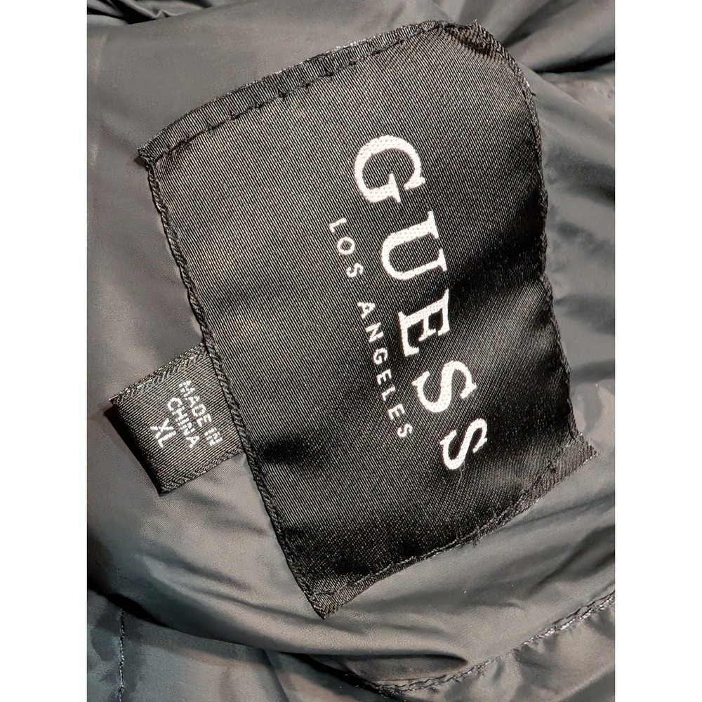 GUESS Puffer Jacket Hooded Reversible Full Zip Gray Quilted Lightweight Mens XL‎ - Picture 3 of 4